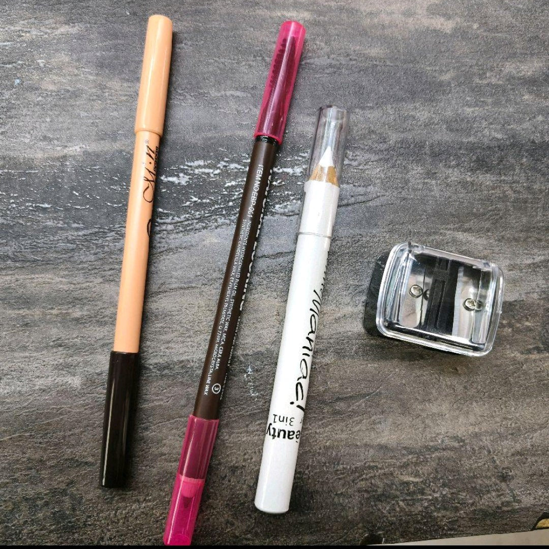 COMBO EYE SET (EYEBROW W CONCEAL+EYEBROW W BRUSH + WHITE EYELINER + SHARPENER)