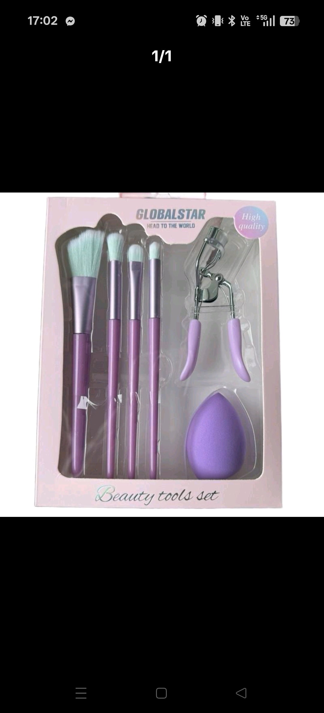 PURPLE Make up Set (Brush+Curler+Beauty Blender)